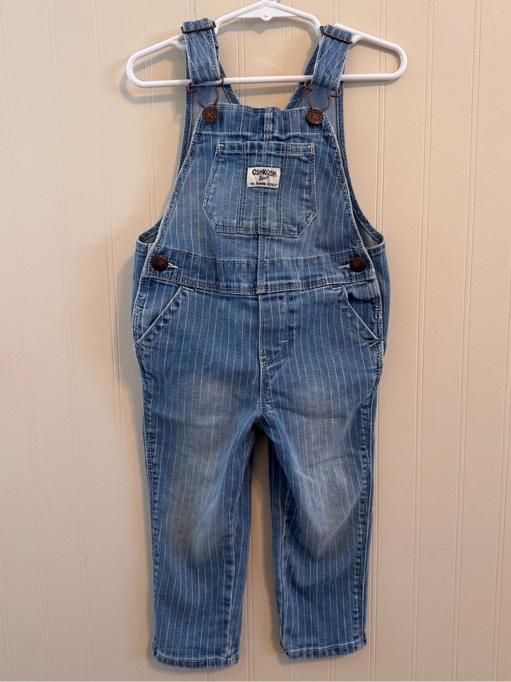 OshKosh B'gosh Blue Pinstripe Denim Kids Overalls